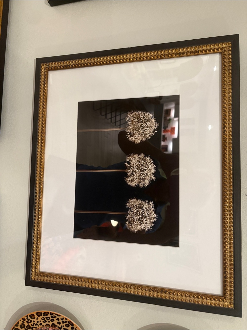 Anthropologie Black, Gold, White Floral Wall Art